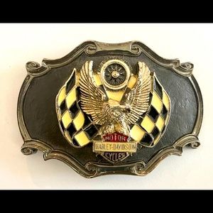 Rare Harley Davidson 1978 Raintree Eagle/ Flag Buckle With Leather Background.